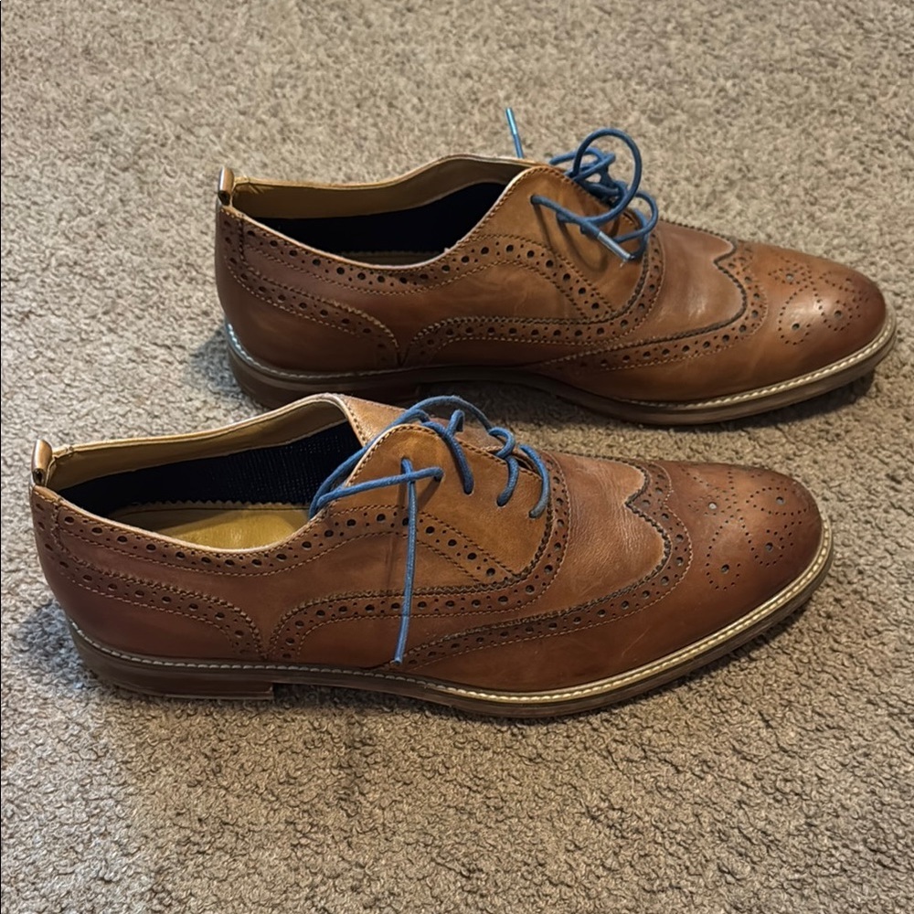 👞 Men’s ALDO Cognac Brown Wingtip Oxford Shoes – Size 13 - Picture 2 of 7